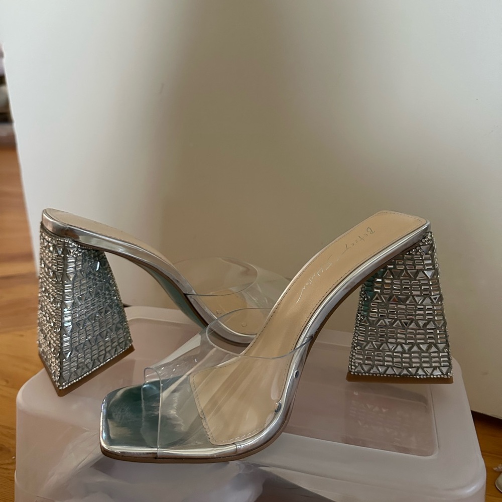Betsey Johnson Silver Rhinestone Heels